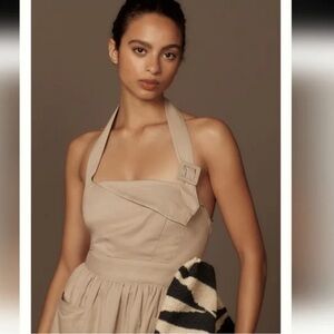 Anthropologie Porridge Halter Utility Midi‎ Dress Size
